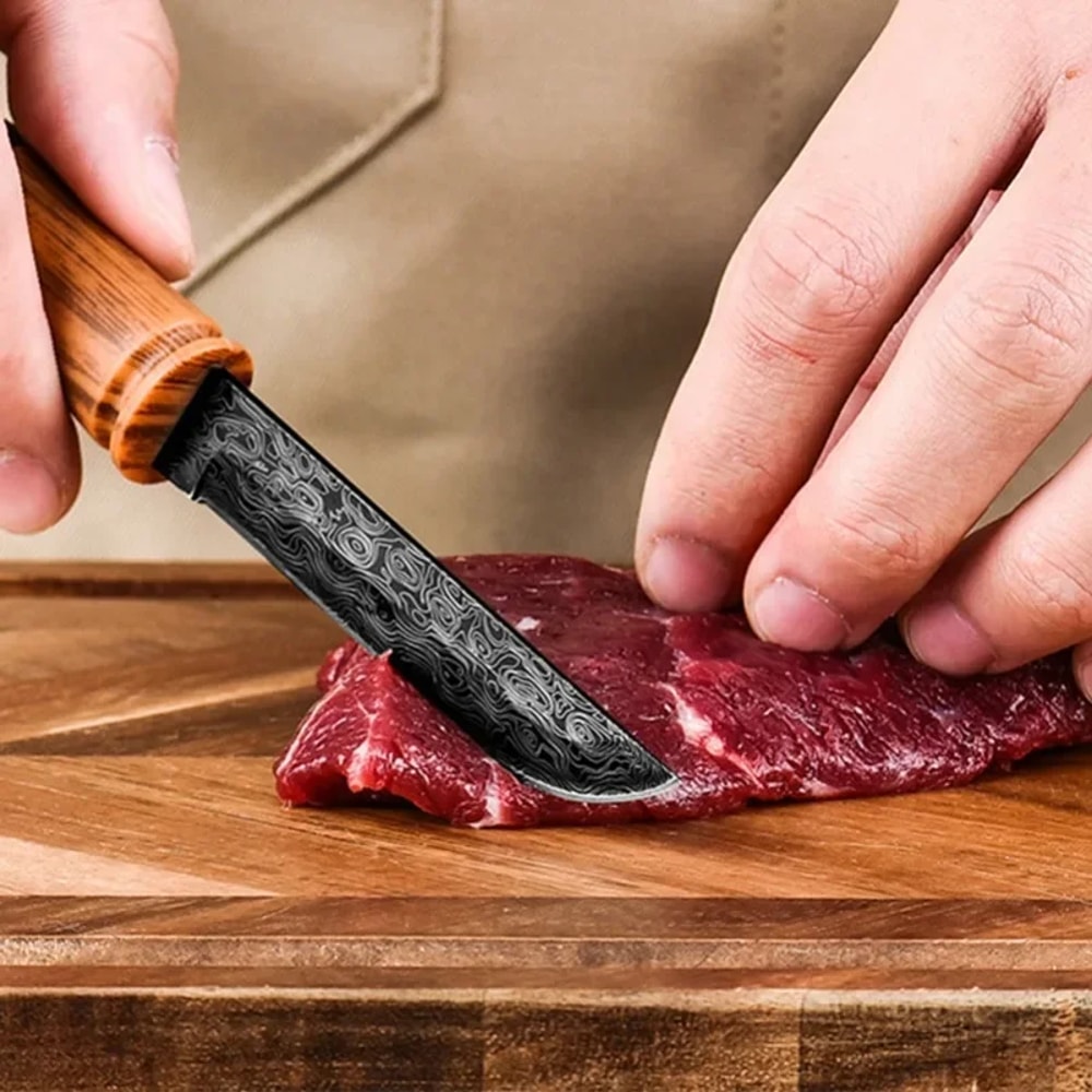 Hand Forged Butcher Knife For Meat Cutting And Outdoor Cooking 2