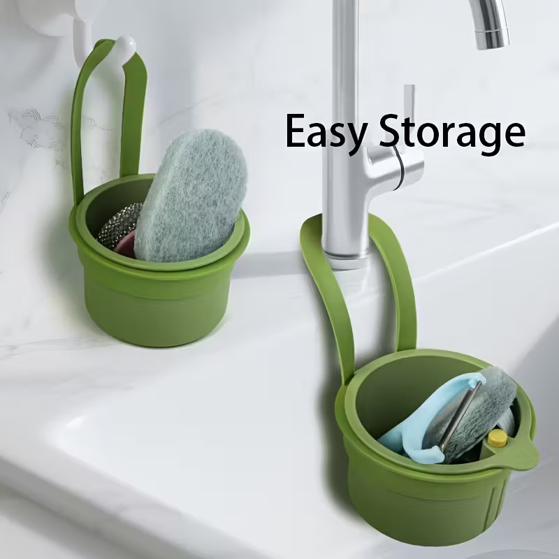 Press & Drain Sink Caddy Basket for Kitchen and Bathroom