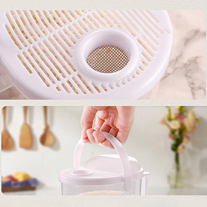 Smart Drain Rice Washer Bowl With Strainer Lid For Grains Fruits Vegetables 3