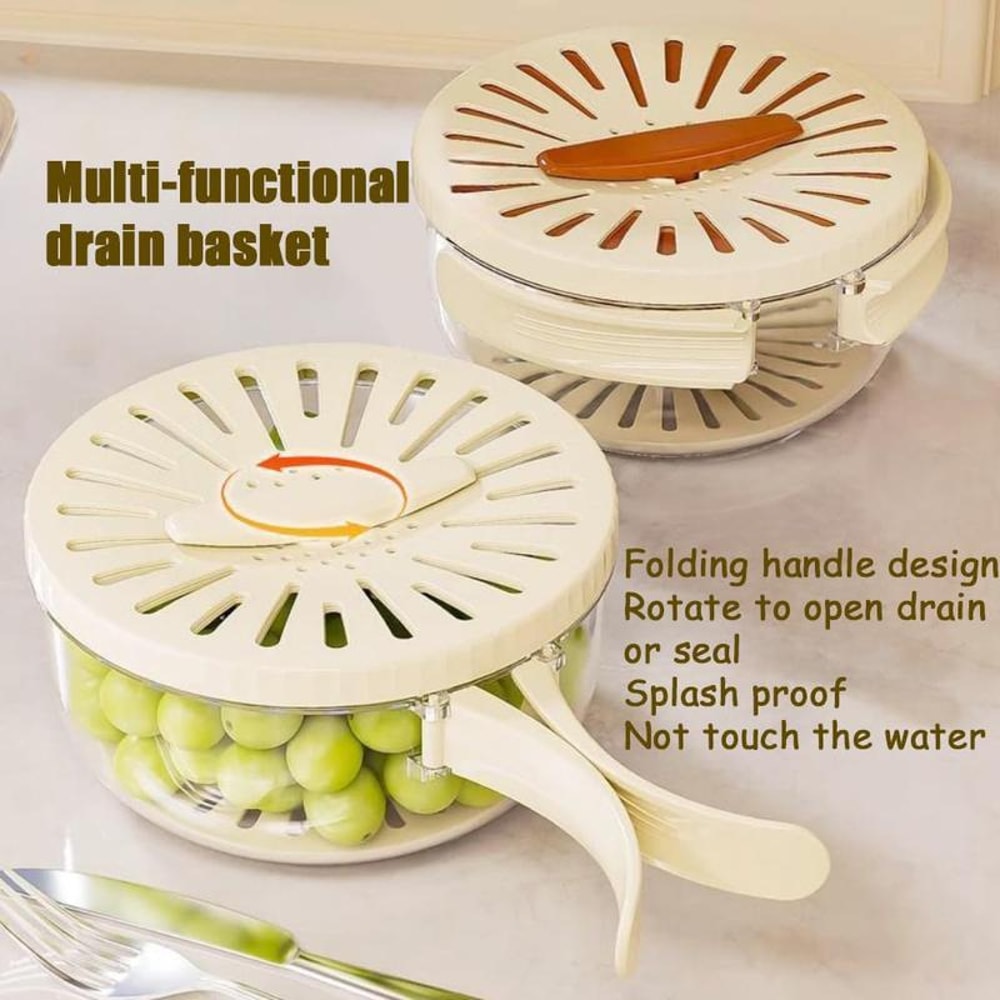 FreshKeep Foldable Vegetable Washing Basket & Fridge Storage Drain Container