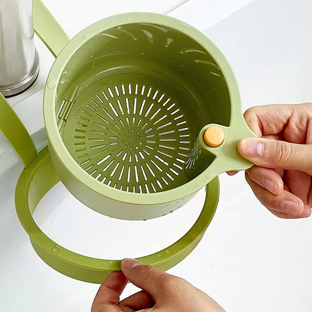 Adjustable Kitchen Sink Strainer Basket with Hanging Drain Rack & Food Waste Filter