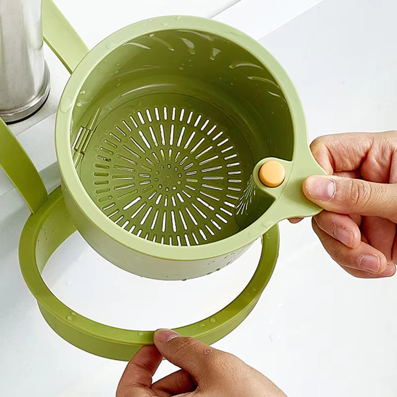 Adjustable Kitchen Sink Strainer Basket with Hanging Drain Rack & Food Waste Filter