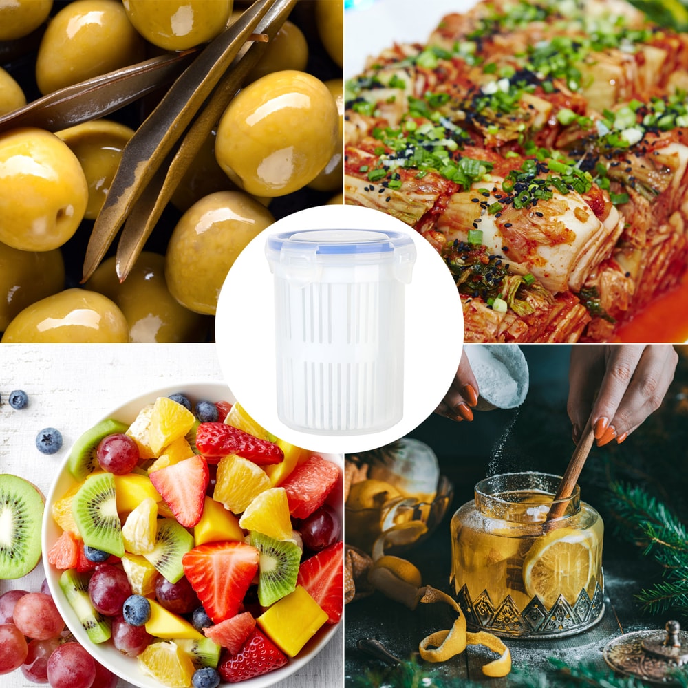 FreshSeal Pickle & Salad Keeper with Strainer Basket BPA-Free Fermentation Storage Container