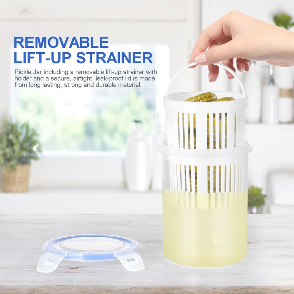 FreshSeal Pickle & Salad Keeper with Strainer Basket BPA-Free Fermentation Storage Container