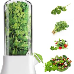 freshlock herb keeper for refrigerator with water reservoir for cilantro, basil, mint & parsley