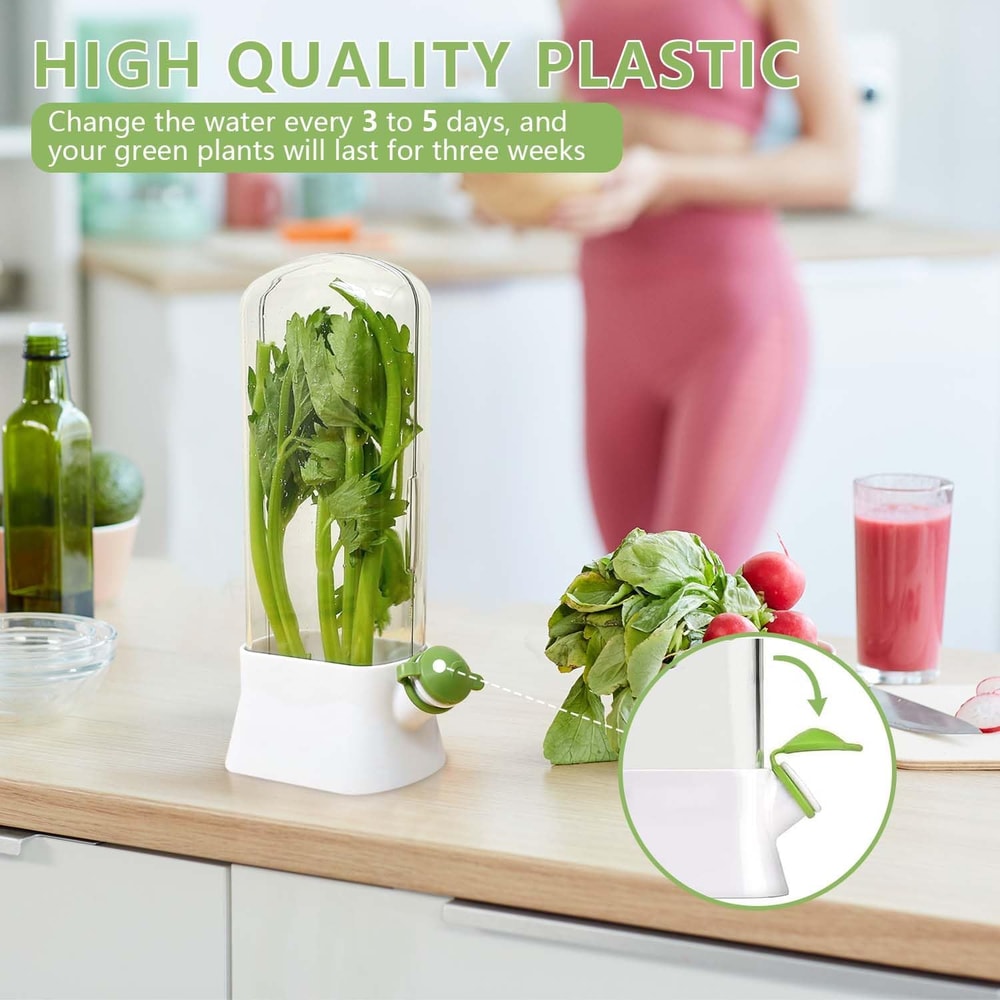 FreshLock Herb Keeper For Refrigerator With Water Reservoir For Cilantro Basil Mint Parsley 2