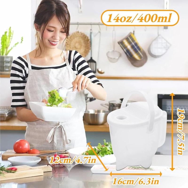 Smart Drain Rice Washer Bowl with Handle and Fine Strainer for Grains, Fruits and Pasta