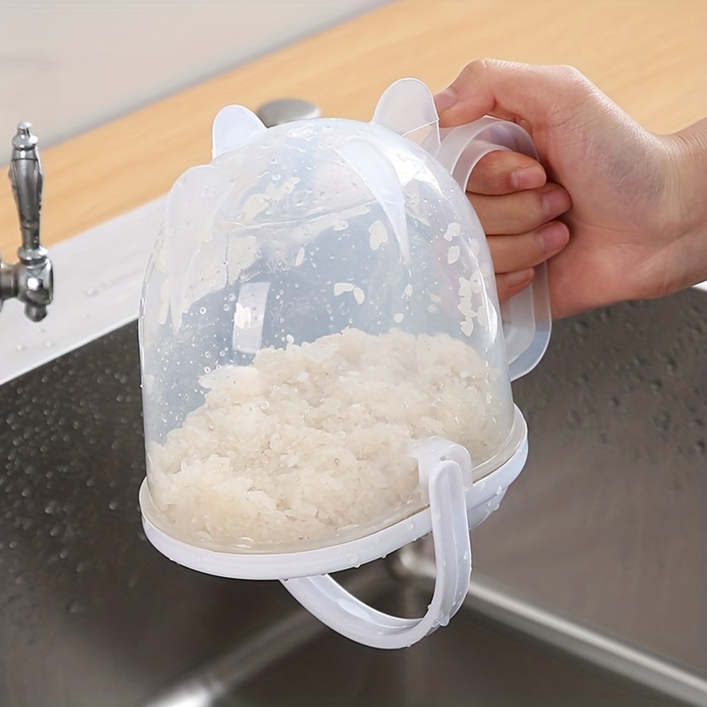 Smart Drain Rice Washer Bowl With Lid For Vegetables Grains Pasta 1