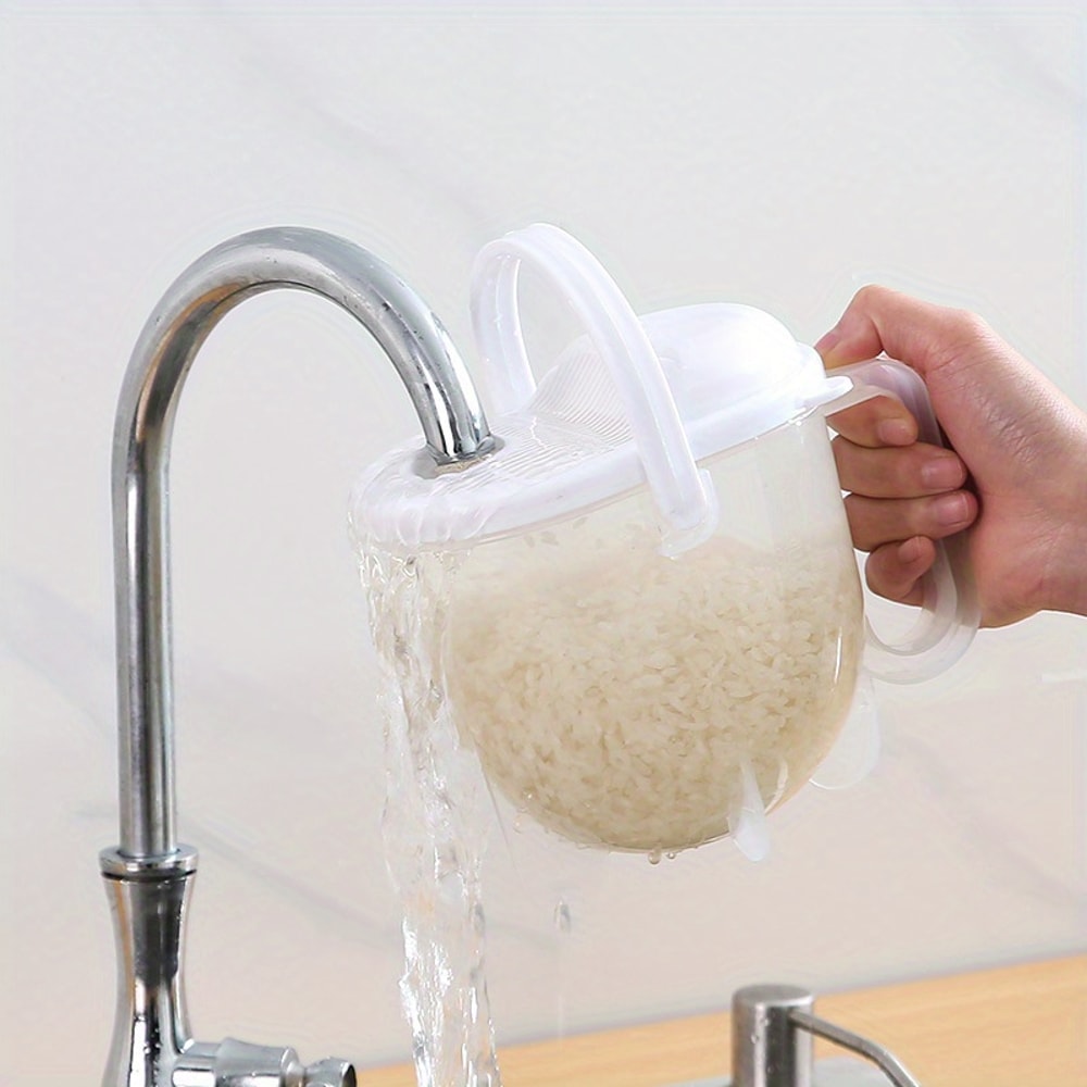 Smart Drain Rice Washer Bowl With Lid For Vegetables Grains Pasta 4