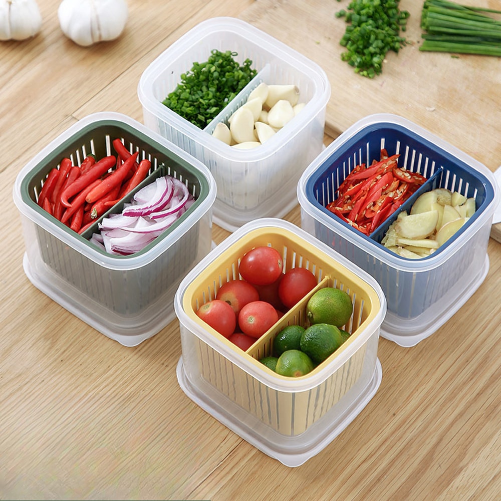 FreshLock Onion Ginger Garlic Keeper with Drain Basket Food Storage Box
