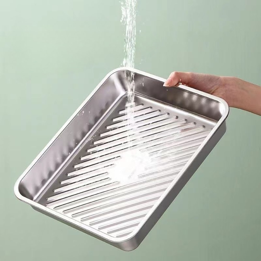 FreshLock Stainless Steel Food Storage Tray With Lid For Dumplings BBQ Picnic Serving 3