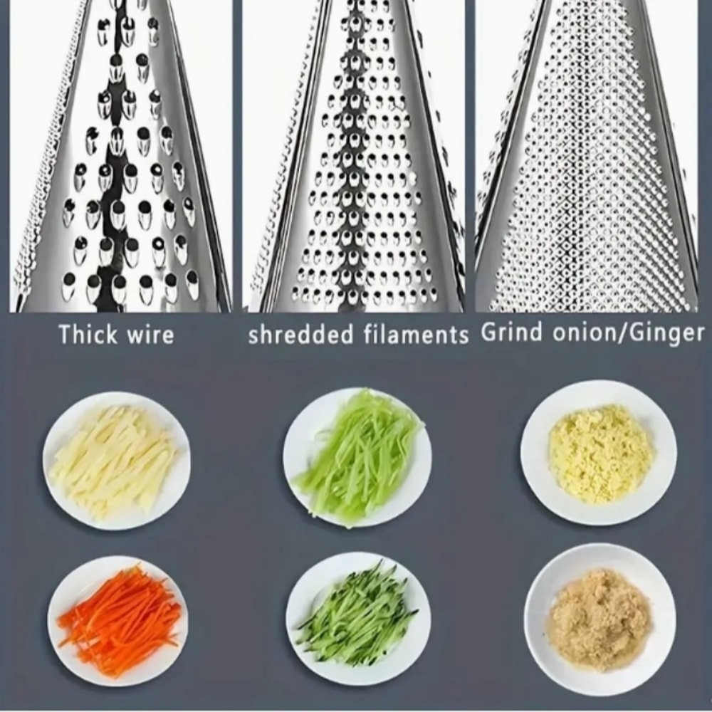 Rustic Stainless Steel Cone Grater with Wooden Handle for Cheese, Potatoes & Vegetables