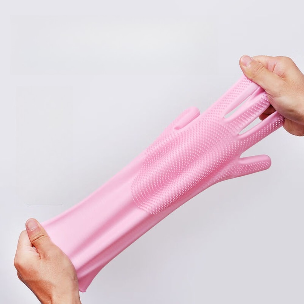 Magic Silicone Dishwashing Gloves Heat Resistant Kitchen Cleaning Scrubber Gloves