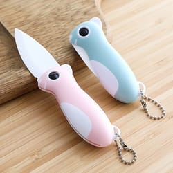 cartoon ceramic folding fruit knife for kids safe mini portable peeler