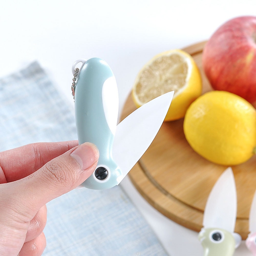 Cartoon Ceramic Folding Fruit Knife for Kids Safe Mini Portable Peeler