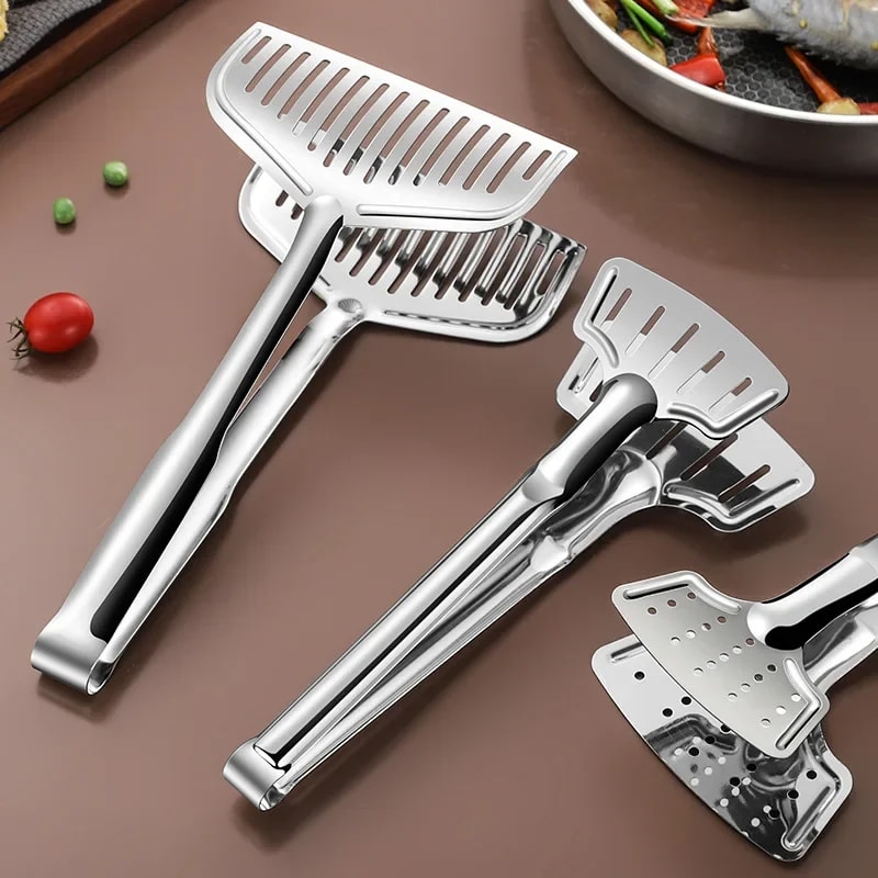 Stainless Steel Fish Grilling Steak Frying Tongs For BBQ And Kitchen Cooking 1