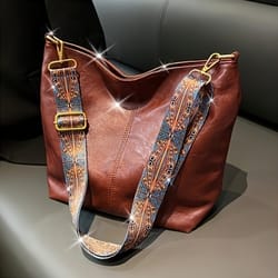 boho luxe bucket crossbody bag for women with wide strap and large capacity