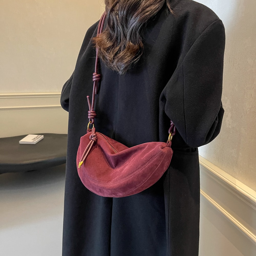 Luna Faux Suede Dumpling Shoulder Bag for Women