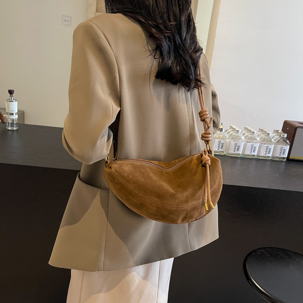 Luna Faux Suede Dumpling Shoulder Bag for Women