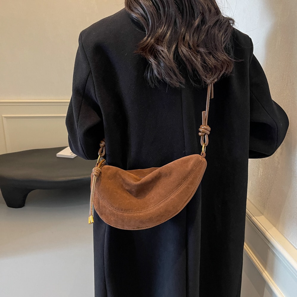 Luna Faux Suede Dumpling Shoulder Bag for Women
