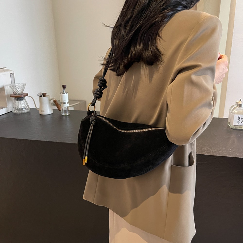 Luna Faux Suede Dumpling Shoulder Bag for Women