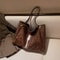Vintage Soft Leather Tote Bag For Women Large Capacity Korean Style Shoulder Bucket Handbag 3