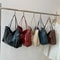 Vintage Soft Leather Tote Bag For Women Large Capacity Korean Style Shoulder Bucket Handbag 0