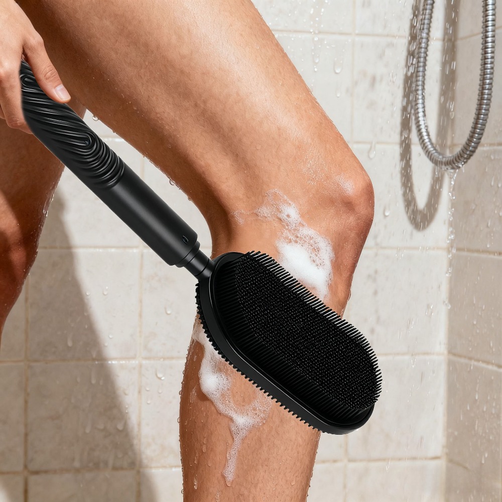 FlexReach Exfoliating Back Scrubber Shower Brush With Massage Grip For FullBody Deep Clean 1