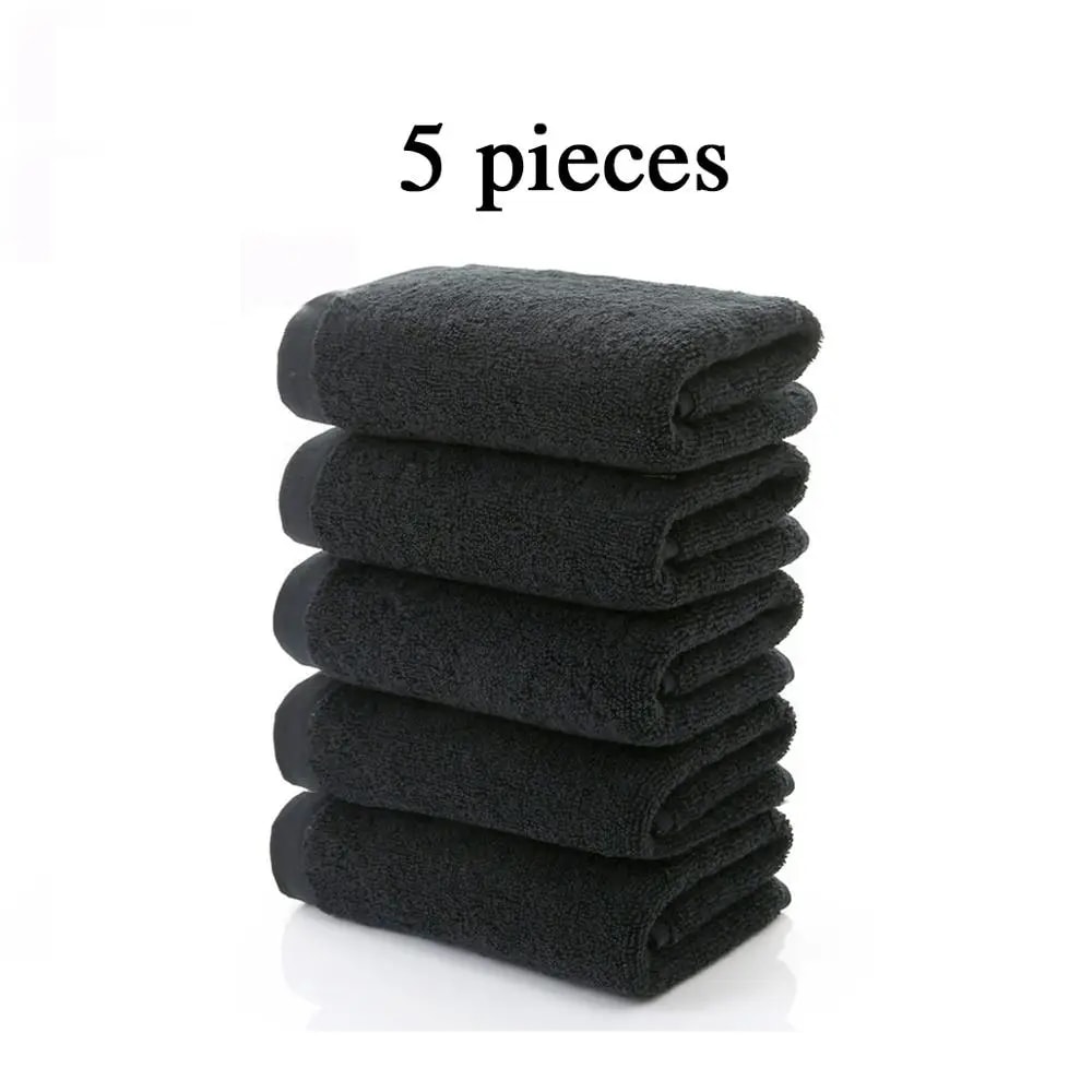 Luxury Black Cotton Face Towel Set Soft Absorbent Hand Towels For Men And Hotels 0