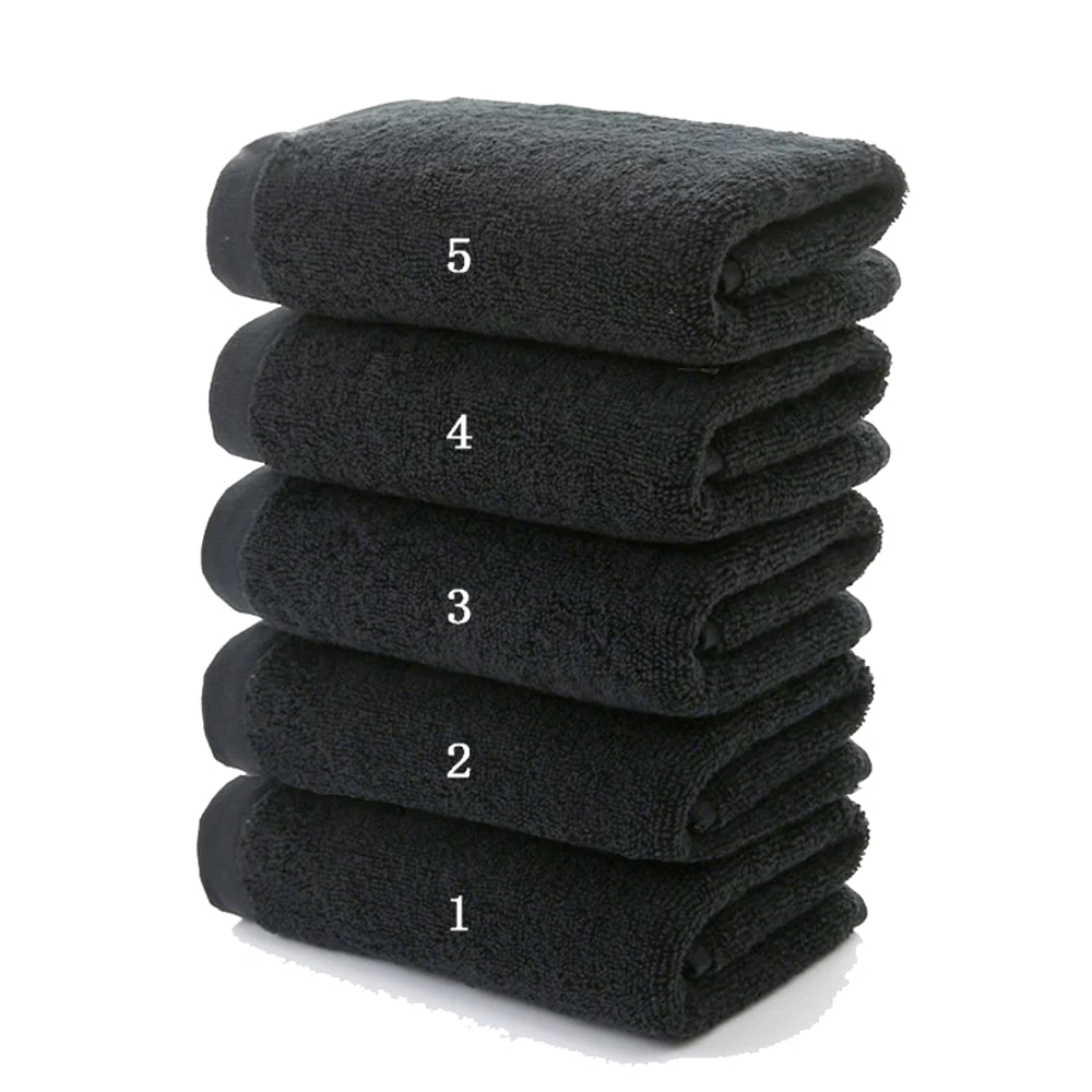 Luxury Black Cotton Face Towel Set Soft Absorbent Hand Towels For Men And Hotels 5