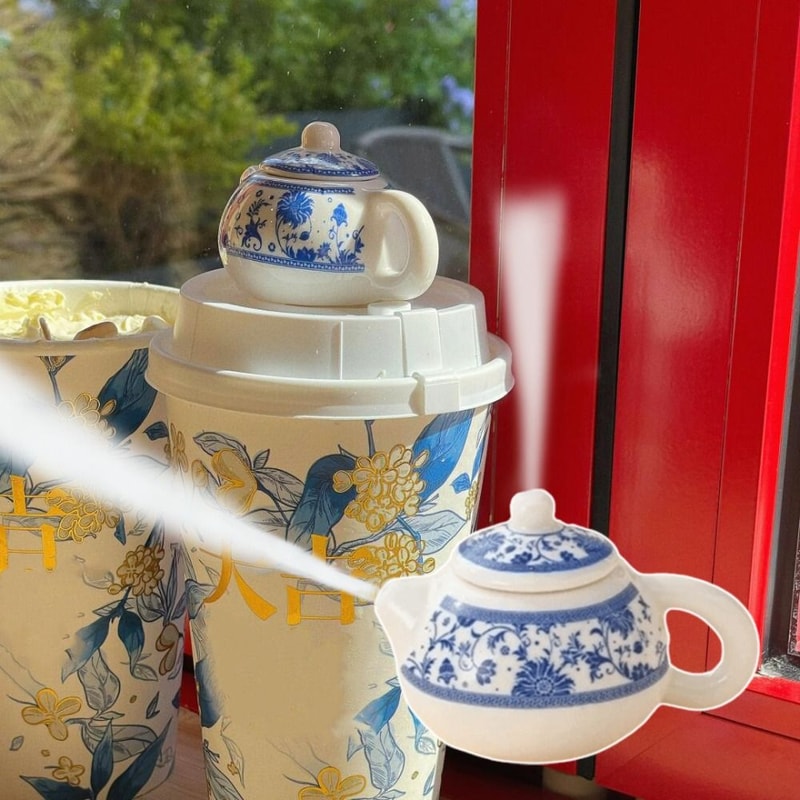 Chinese Floral Ceramic Mini Teapot Decorative Tea Pot Ornament for Zen Home Decor