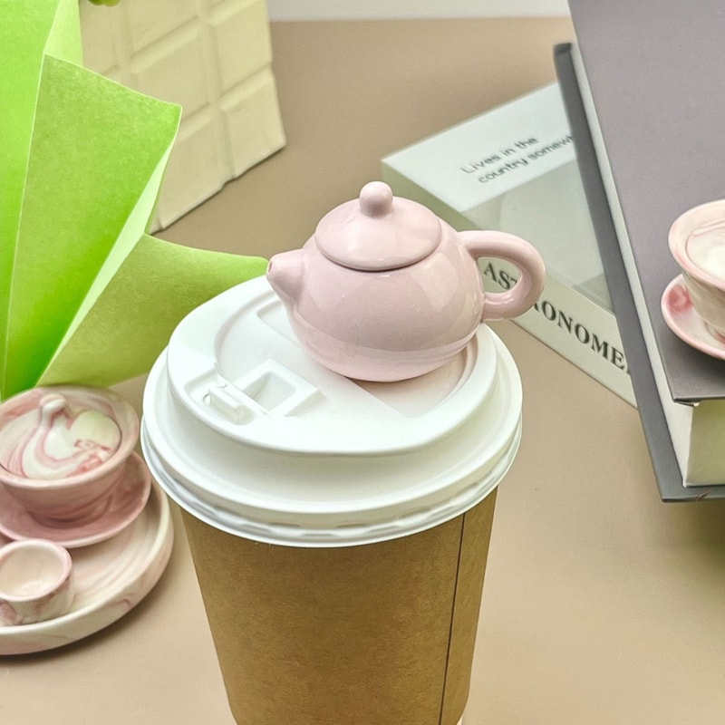 Chinese Floral Ceramic Mini Teapot Decorative Tea Pot Ornament for Zen Home Decor