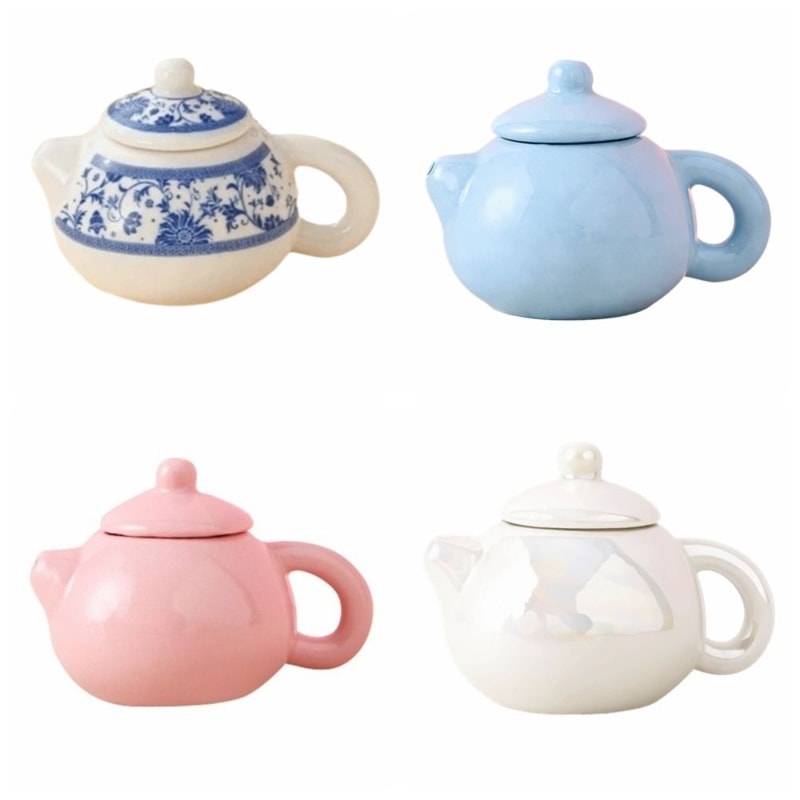 Chinese Floral Ceramic Mini Teapot Decorative Tea Pot Ornament for Zen Home Decor