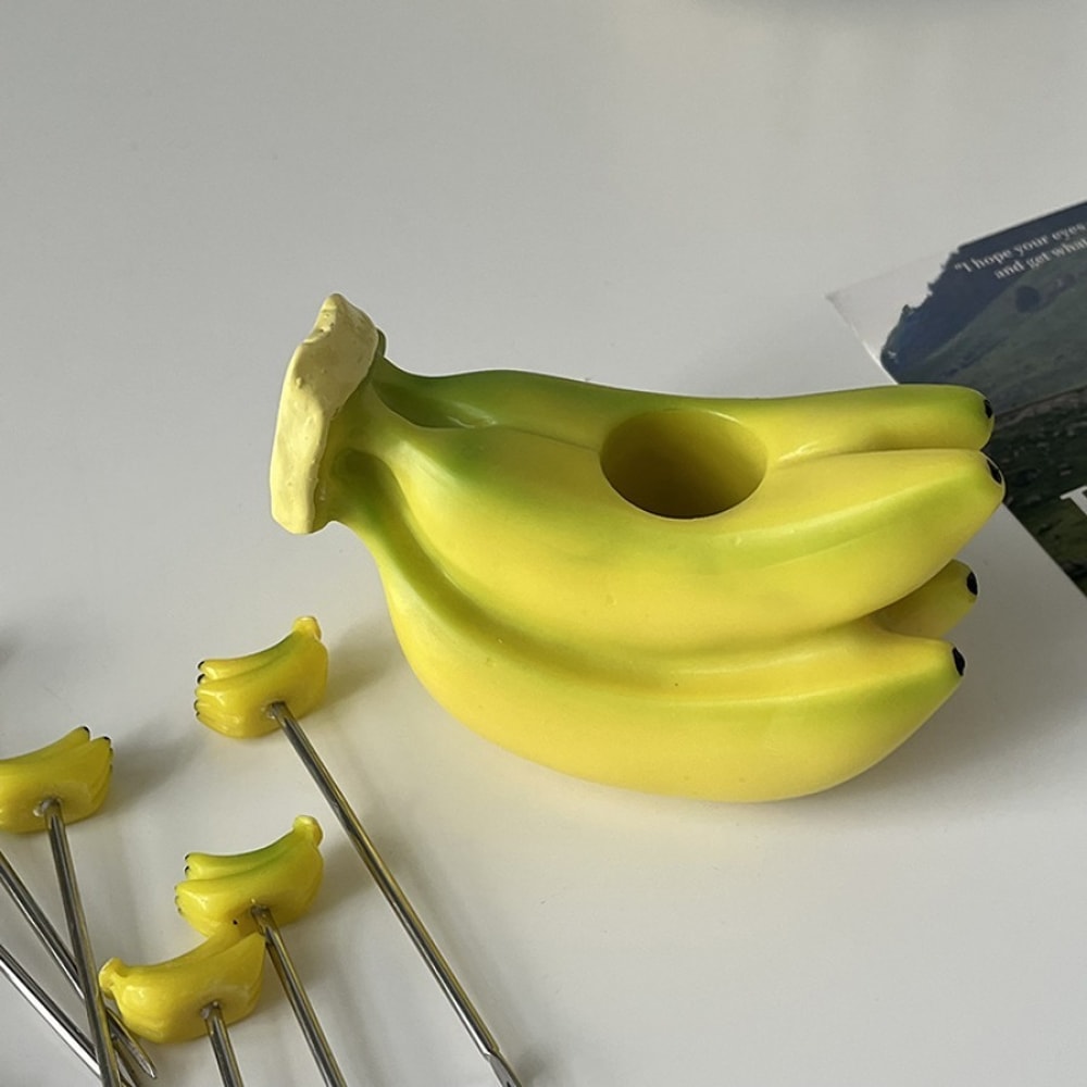 Banana Shape Dessert Fork Set Cute Stainless Steel Fruit Forks For Snacks Cakes 3