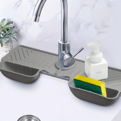 drainguard silicone sink organizer mat with sponge holder & splash protection