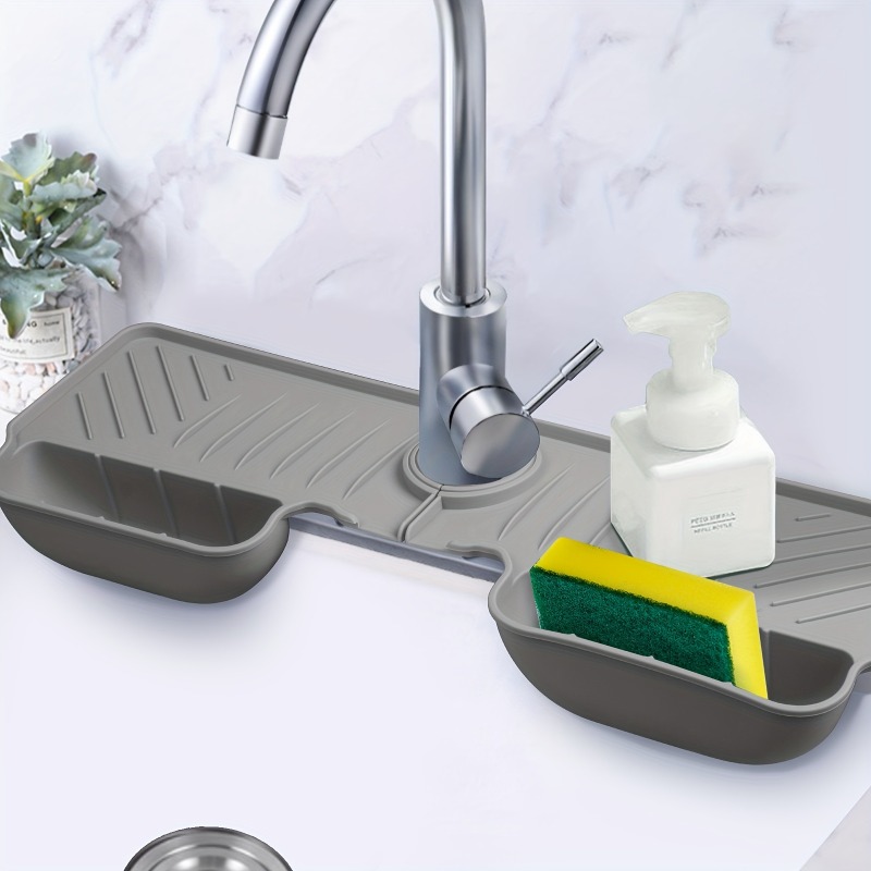 DrainGuard Silicone Sink Organizer Mat With Sponge Holder Splash Protection 0