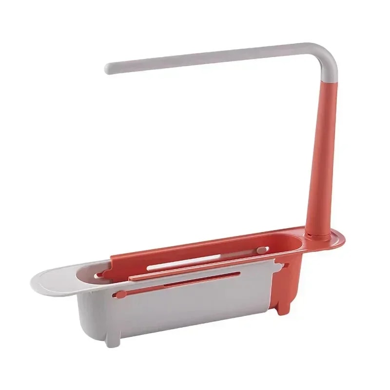 Adjustable Sink Organizer Basket With Drain Tray And Sponge Holder For Kitchen Storage 6