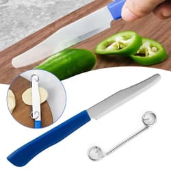 portable stainless steel fruit peeler & slicer knife for kitchen, camping & everyday prep