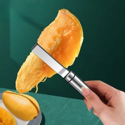 stainless steel mango corer & fruit peeler scoop tool for easy slicing and pulp removal