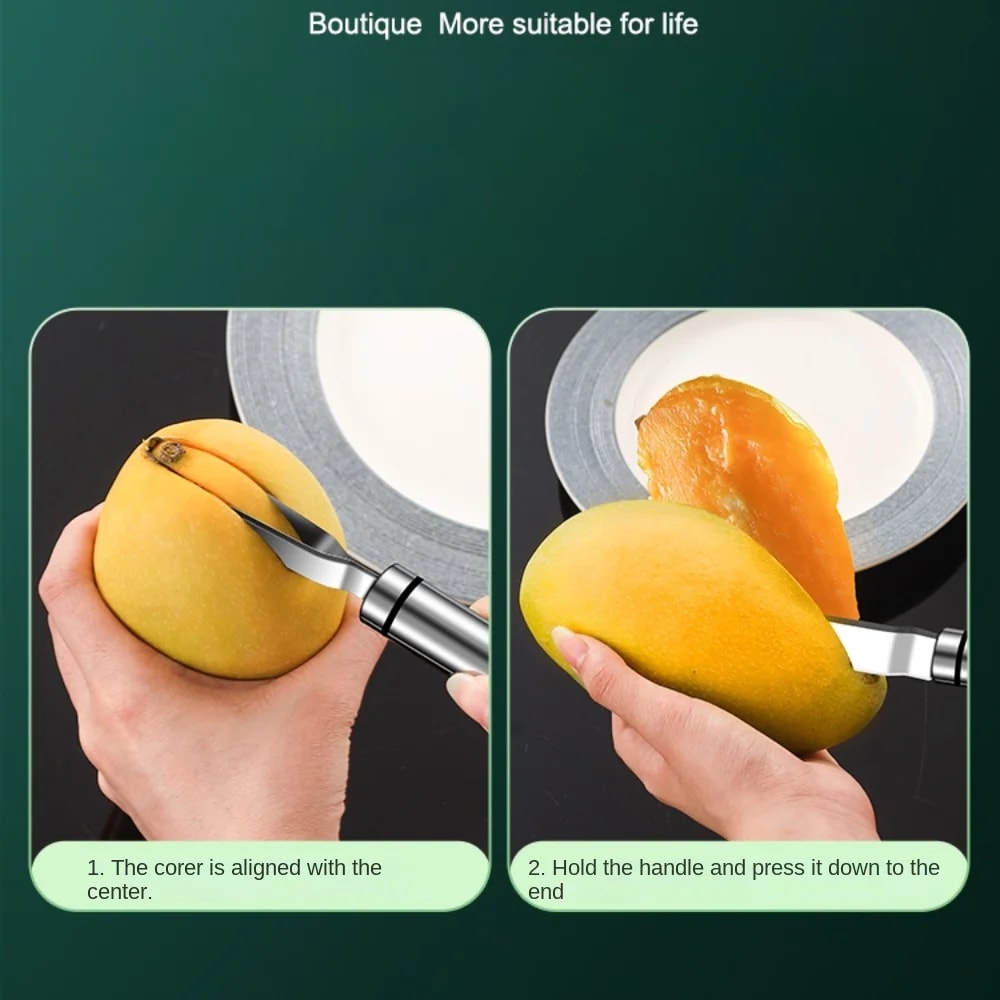 Stainless Steel Mango Corer Fruit Peeler Scoop Tool For Easy Slicing And Pulp Removal 3