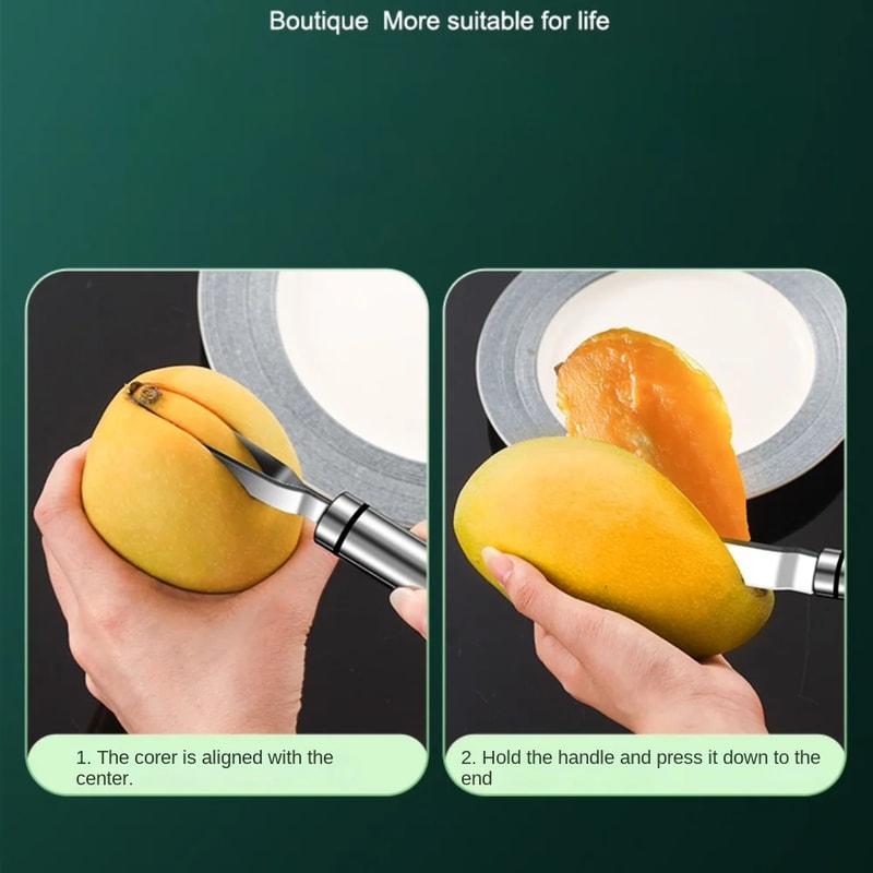 Stainless Steel Mango Corer Fruit Peeler Scoop Tool For Easy Slicing And Pulp Removal 3