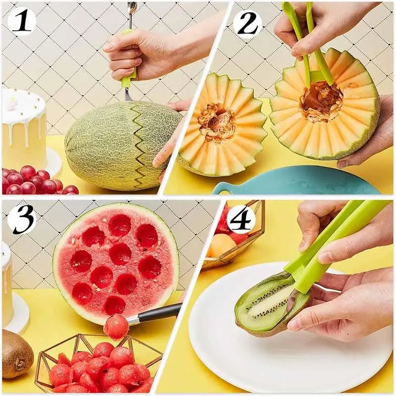 FreshSlice Watermelon Cutter Set With Fruit Baller And Melon Scoop 3