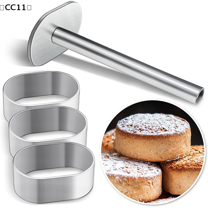 Stainless Steel Pastry Ring Mold Set with Pusher for Pulburon, Mousse & Dessert Baking