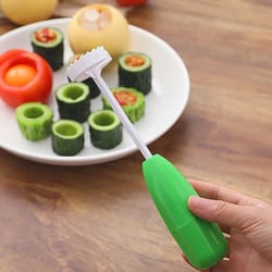 vegetable corer and spiral cutter tool with replaceable stainless steel heads