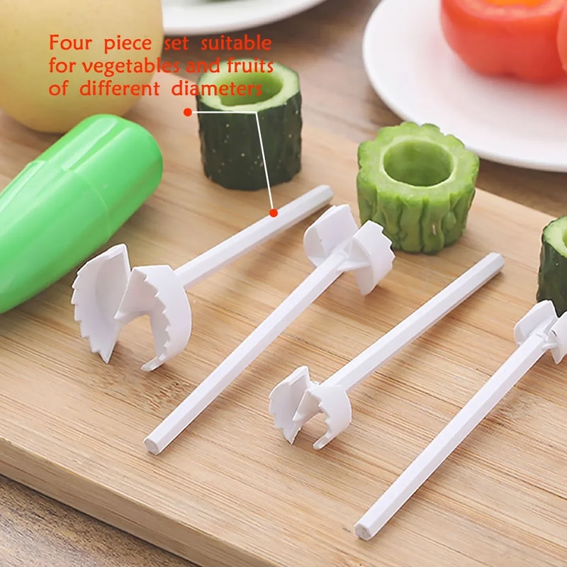 Vegetable Corer and Spiral Cutter Tool with Replaceable Stainless Steel Heads
