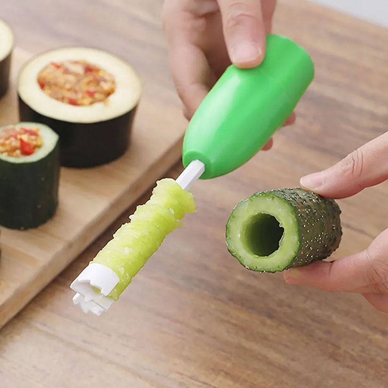 Vegetable Corer and Spiral Cutter Tool with Replaceable Stainless Steel Heads