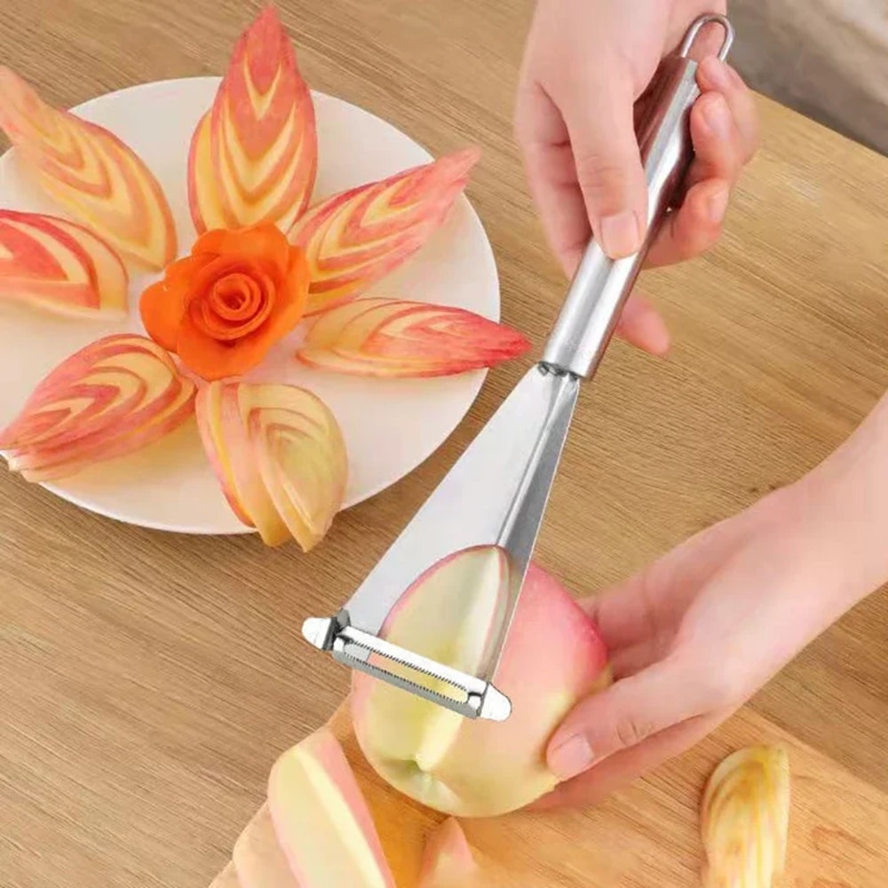 Triangle Stainless Steel Fruit Carving Knife for Decorative Fruit Platters & Vegetable Garnishes