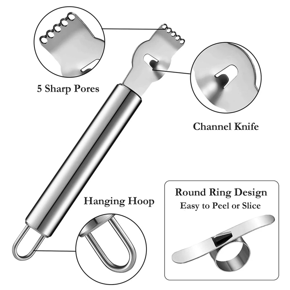 Premium Stainless Steel Lemon Zester & Citrus Peeler Tool for Cocktails, Baking & Kitchen Prep