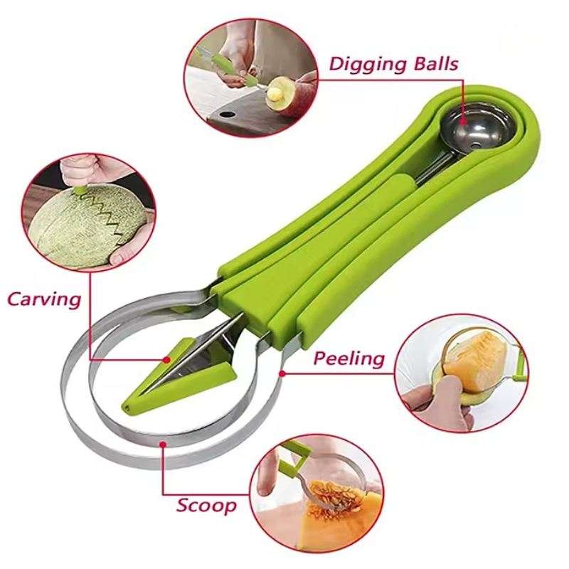 Watermelon Cutter Melon Baller Fruit Carving Scoop Set 3