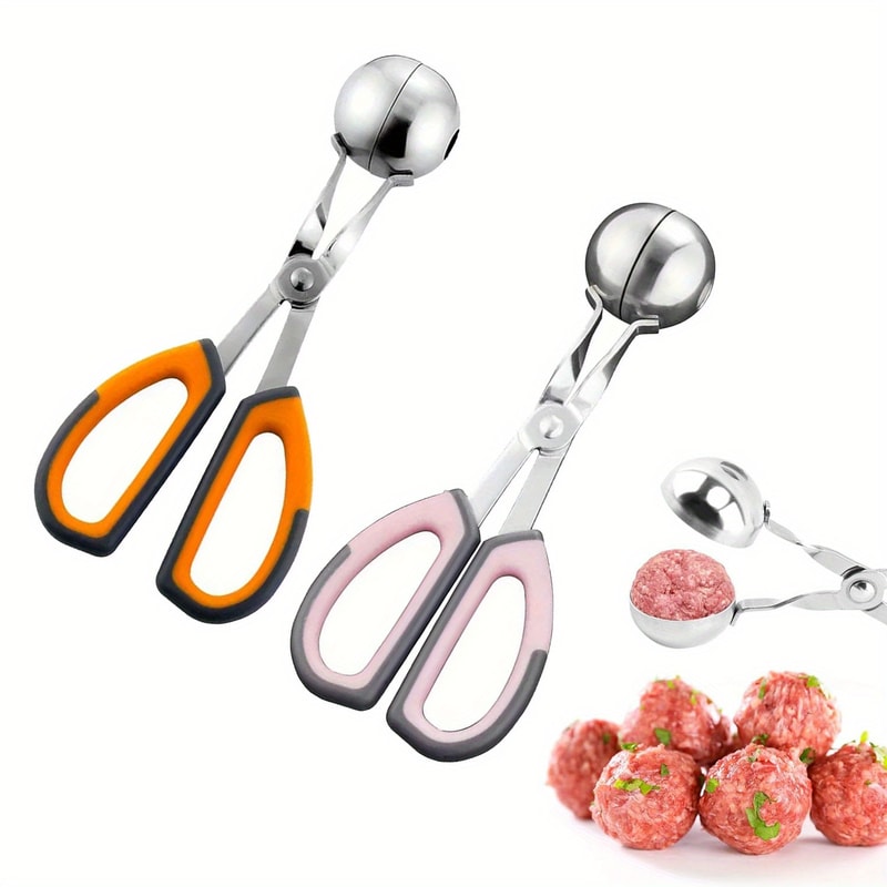 Stainless Steel Meatball Maker Spoon with Non-Stick Grip for Meatballs, Rice Balls & Ice Cream Scoops